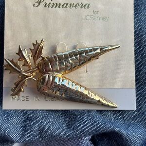 Vintage Primavera Gold Carrot Brooch